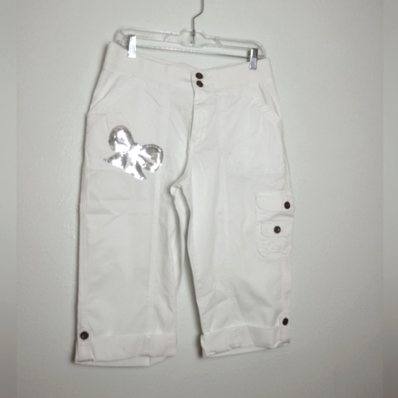 Lee 1889 Y2K Relaxed Fit Capri Pant Women's Size 12 White - Picture 7 of 7